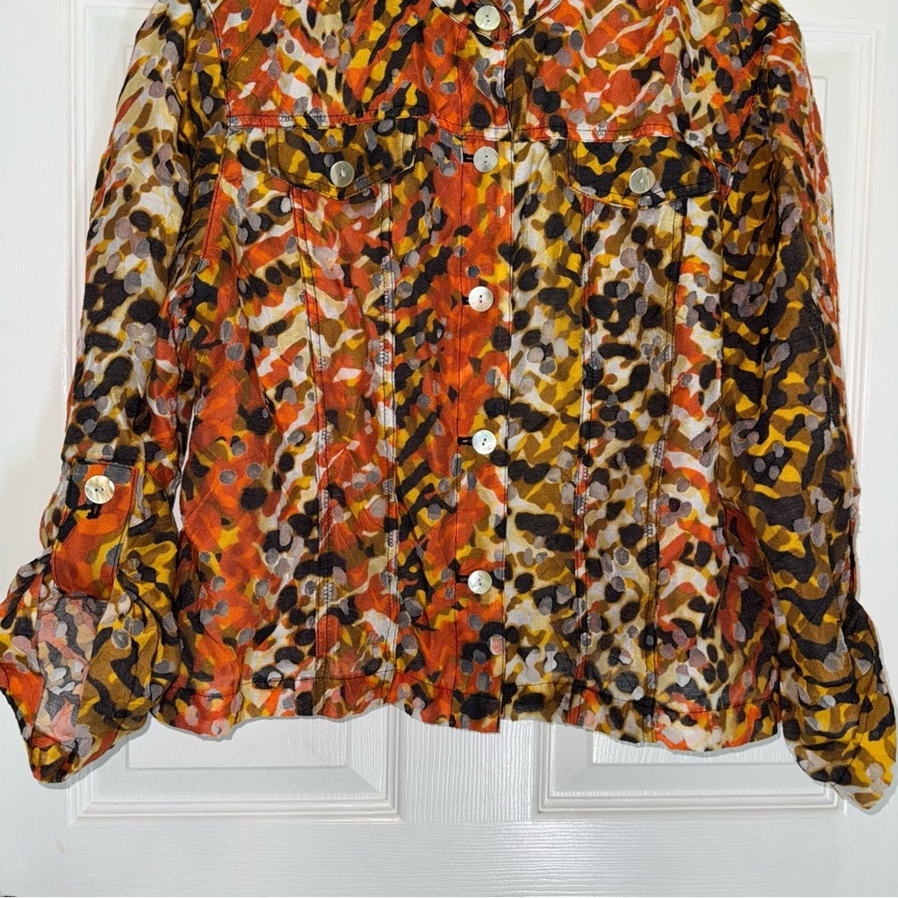 Ruby Rd. Multicolor Abstract Burn Out Button Up Jacket - Picture 6 of 13